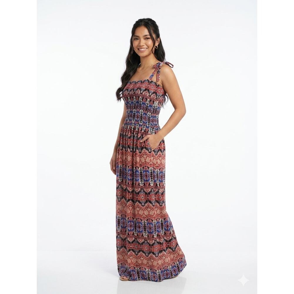 WinWin Pleated Colorful Maxi Dress Striped Summer Vacation Chevron Large